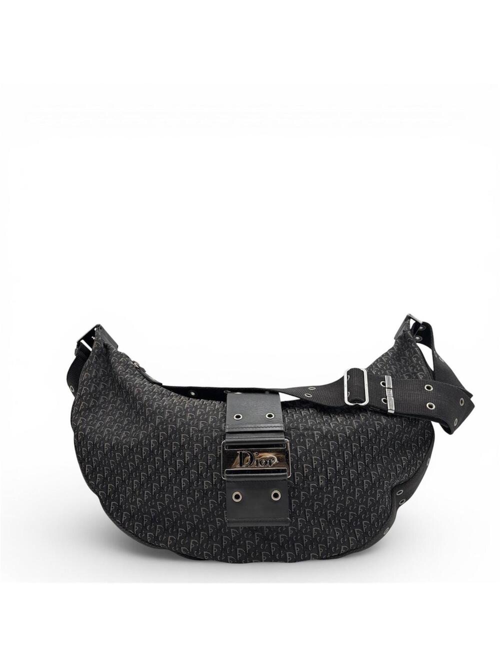 Christian Dior Vintage Black Diorissimo Monogram Saddle Messenger Shoulder Bag